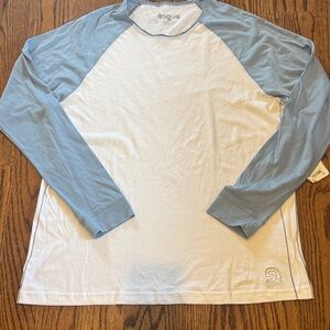 Rogue Two-Tone Long Sleeve Raglan Shirt - Light Blue & White